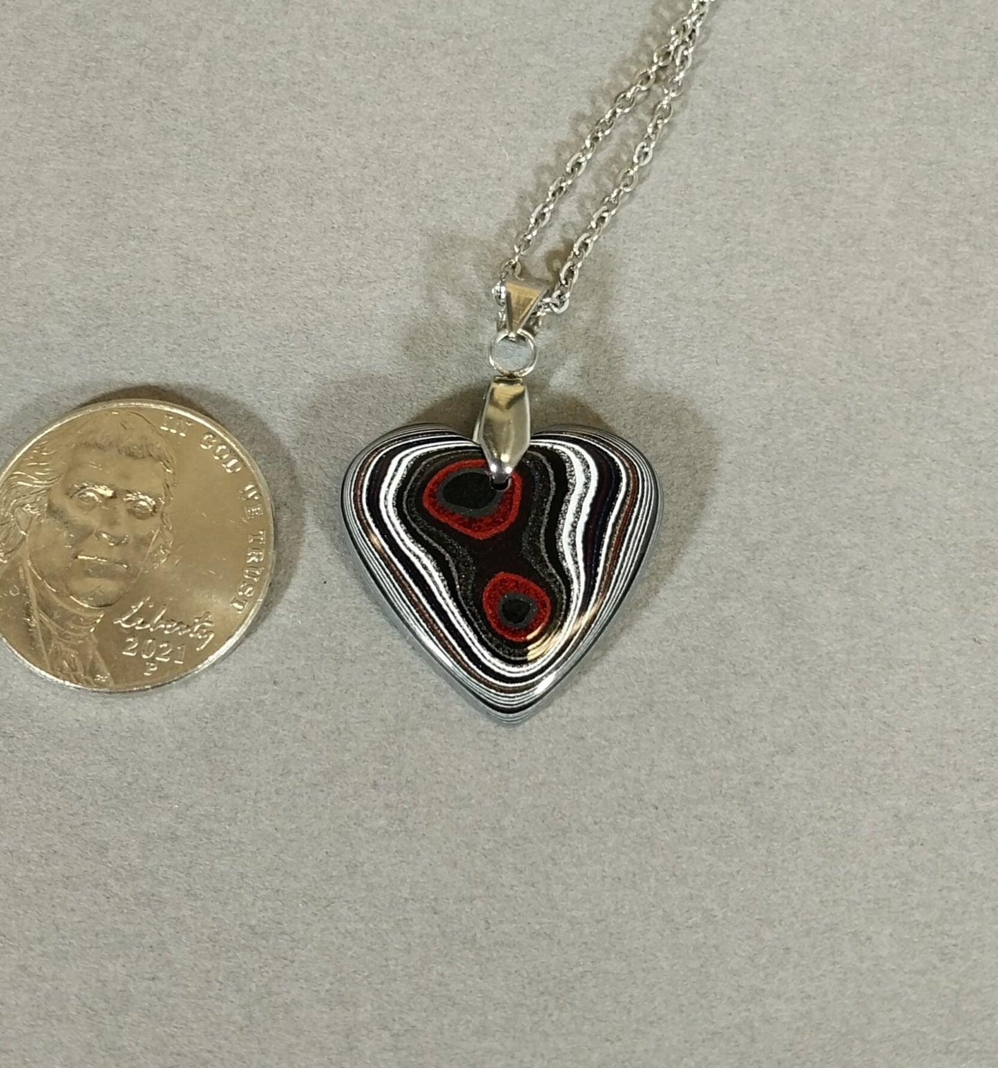 Fordite Necklace, Michigan Fordite Heart, Fordite Pendant