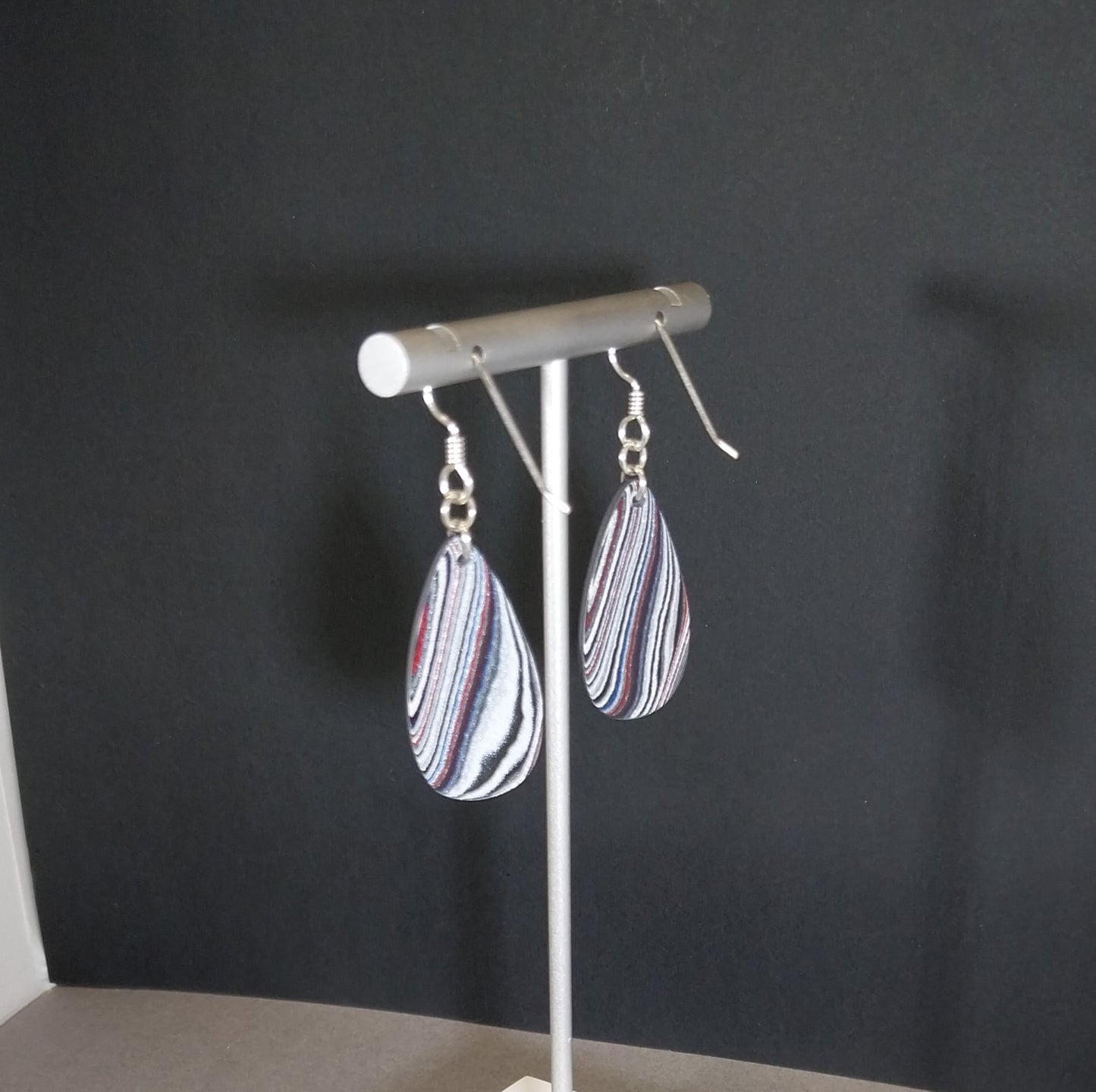 Fordite Earring Automotive Paint Jewelry and Sterling Silver