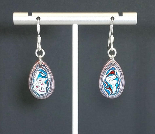 Premium Fordite Earrings With Silver Ear Wires