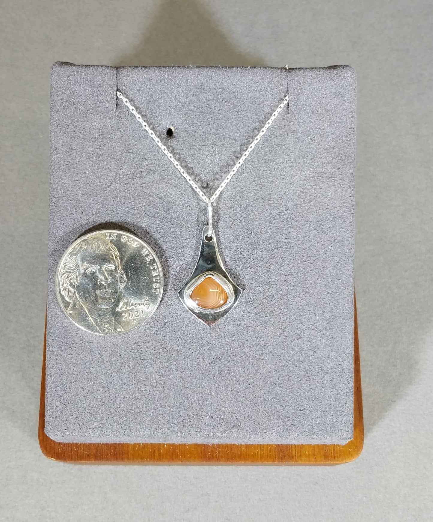 Petite Lake Superior Agate Necklace in 925 Sterling, W/O