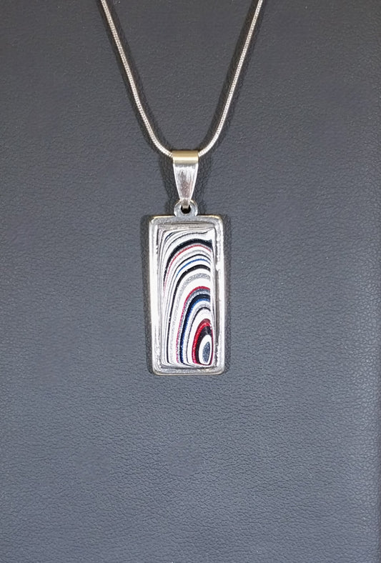 Fordite Necklace in Stainless Steel