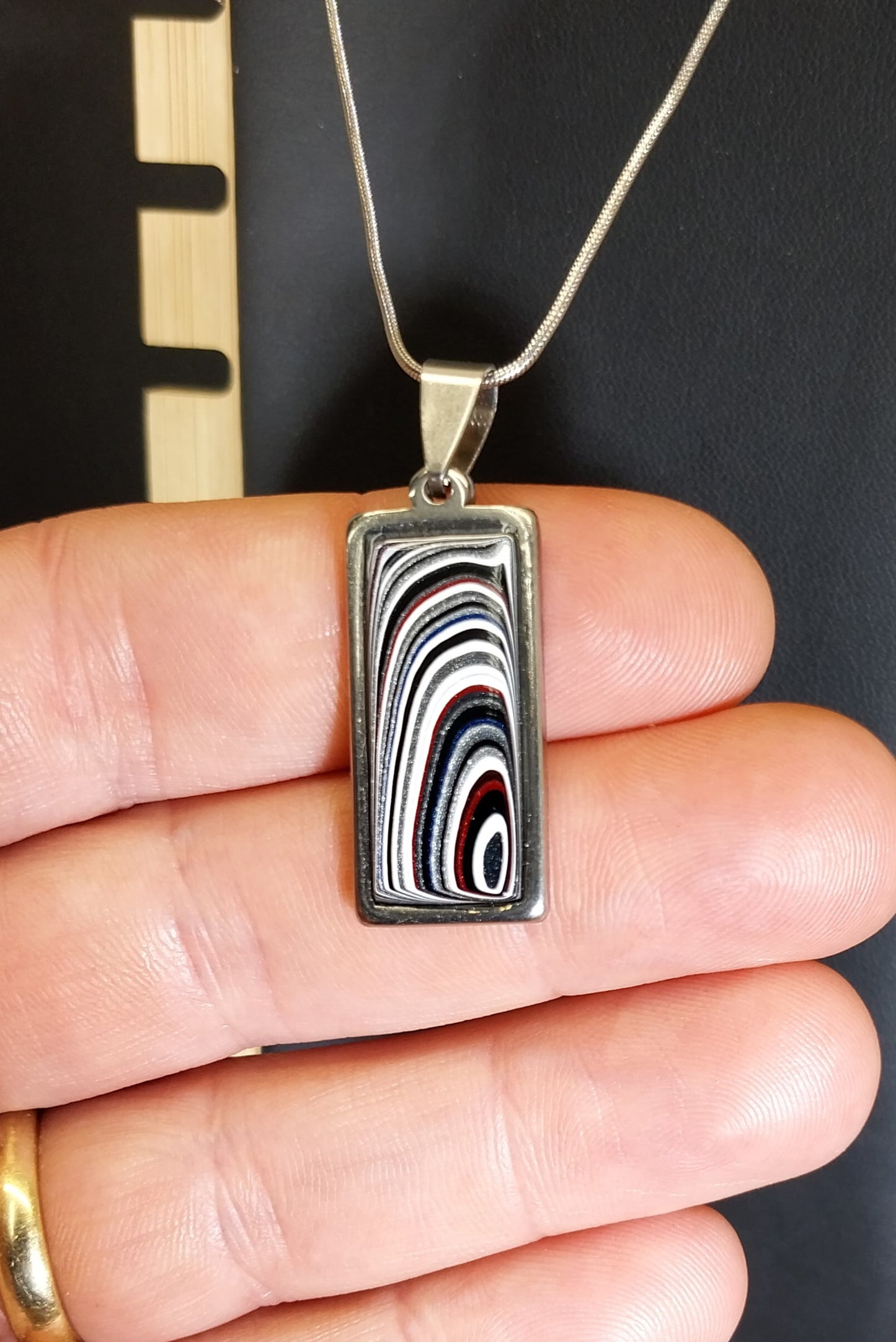 Fordite Necklace in Stainless Steel