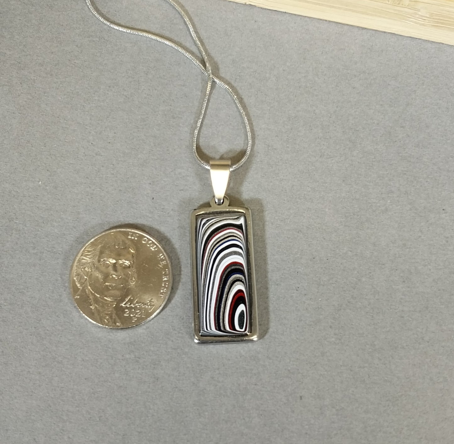 Fordite Necklace in Stainless Steel