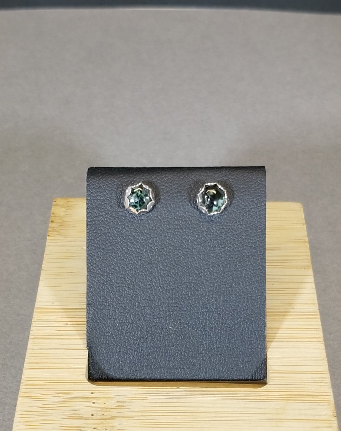 Michigan Greenstone Earrings, Keewenaw Greenstone, Chlorastolite, Michigan Gemstone Earrings, Chlorastrolite, Greenstone Studs