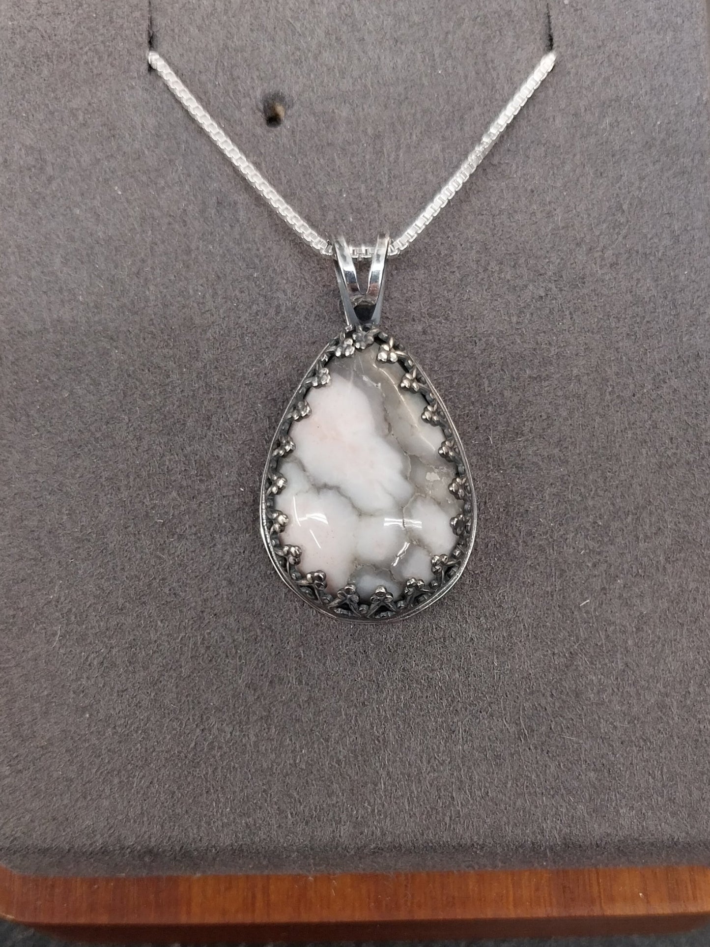 Datolite Silver Necklace, Michigan Datolite, Rare Color, Datolite Pendant