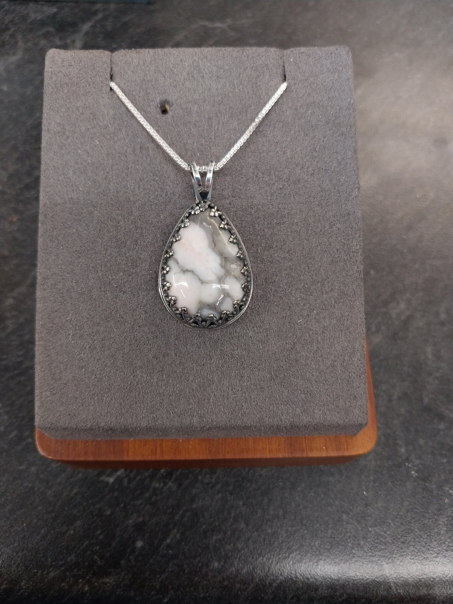 Datolite Silver Necklace, Michigan Datolite, Rare Color, Datolite Pendant