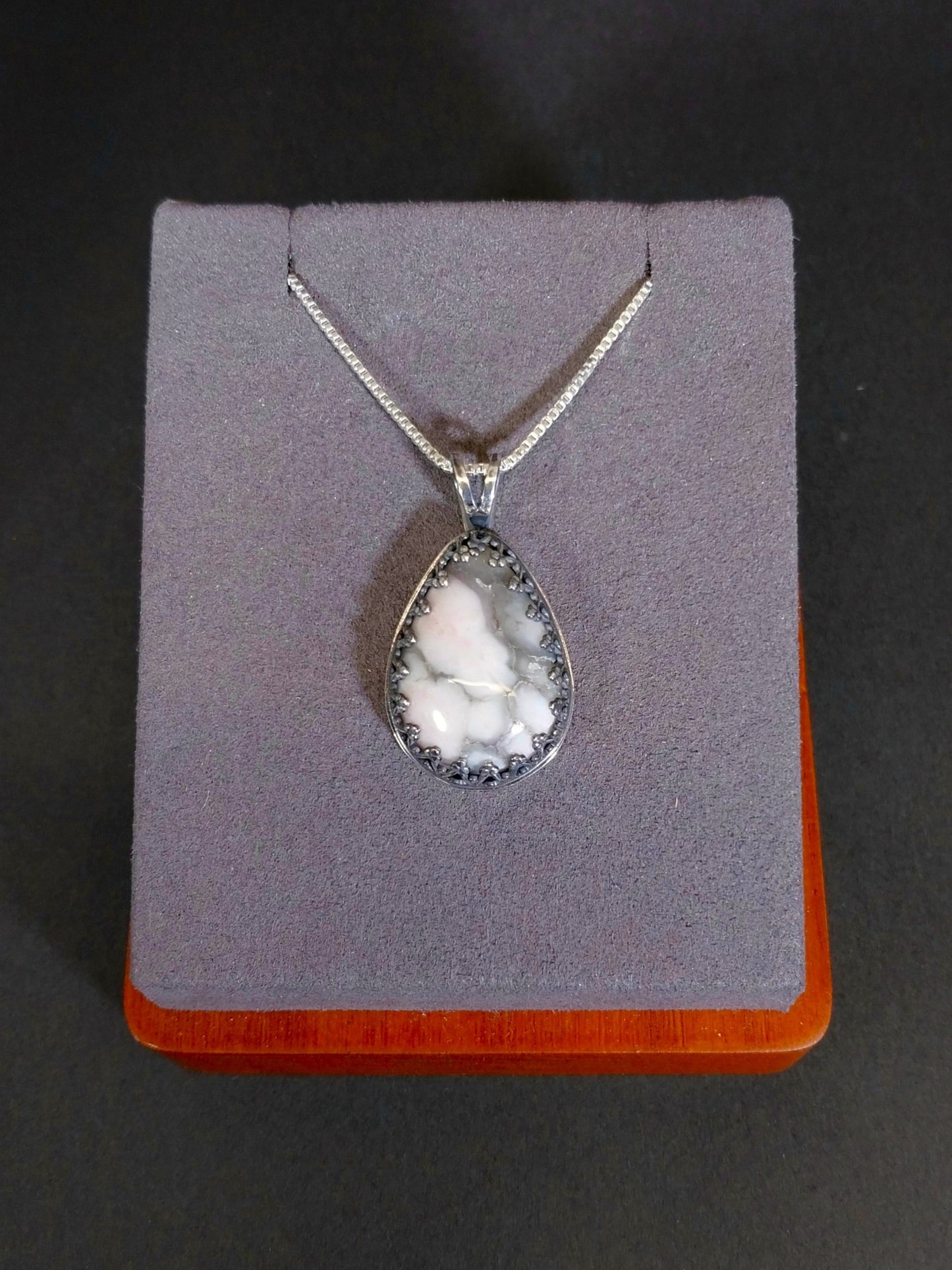 Datolite Silver Necklace, Michigan Datolite, Rare Color, Datolite Pendant