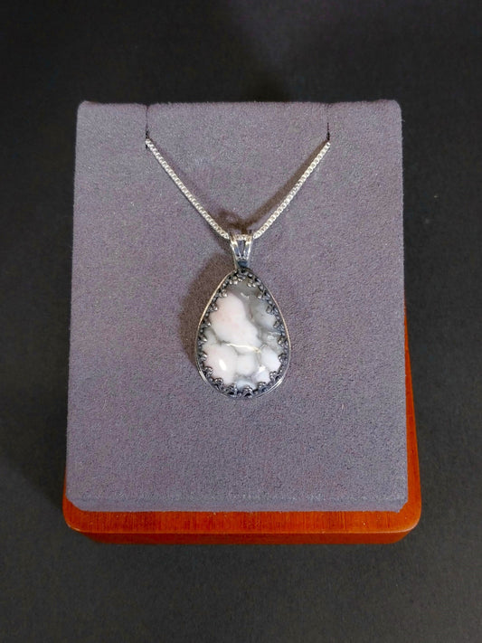 Datolite Silver Necklace, Michigan Datolite, Rare Color, Datolite Pendant