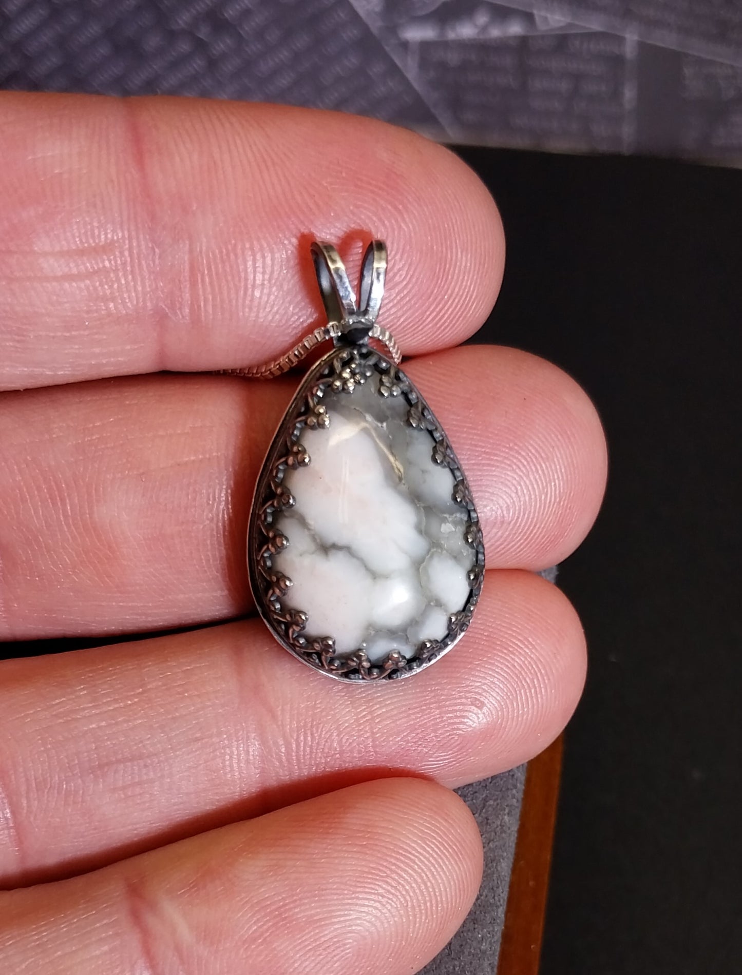 Datolite Silver Necklace, Michigan Datolite, Rare Color, Datolite Pendant