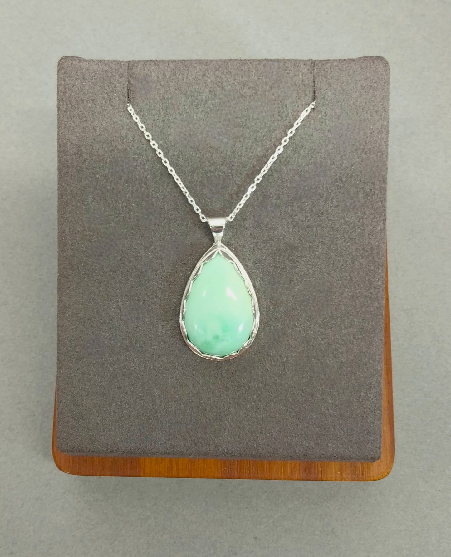 Citrine Chrysoprase Silver Necklace a Natural Green Stone Handmade in Wisconsin