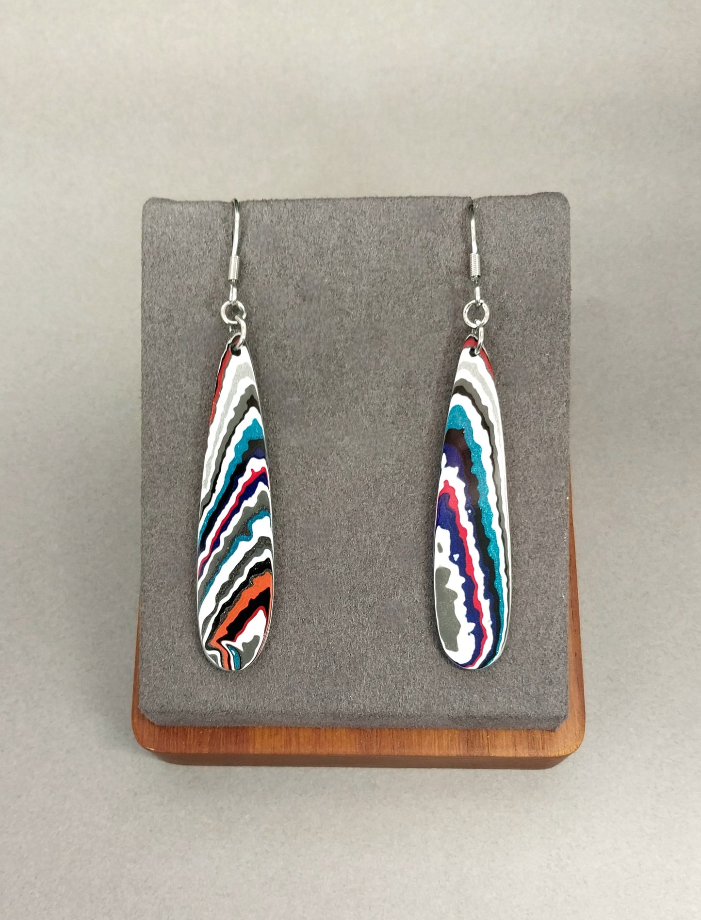 Fordite Earrings, USA Handmade, Surgical Steel, EB94