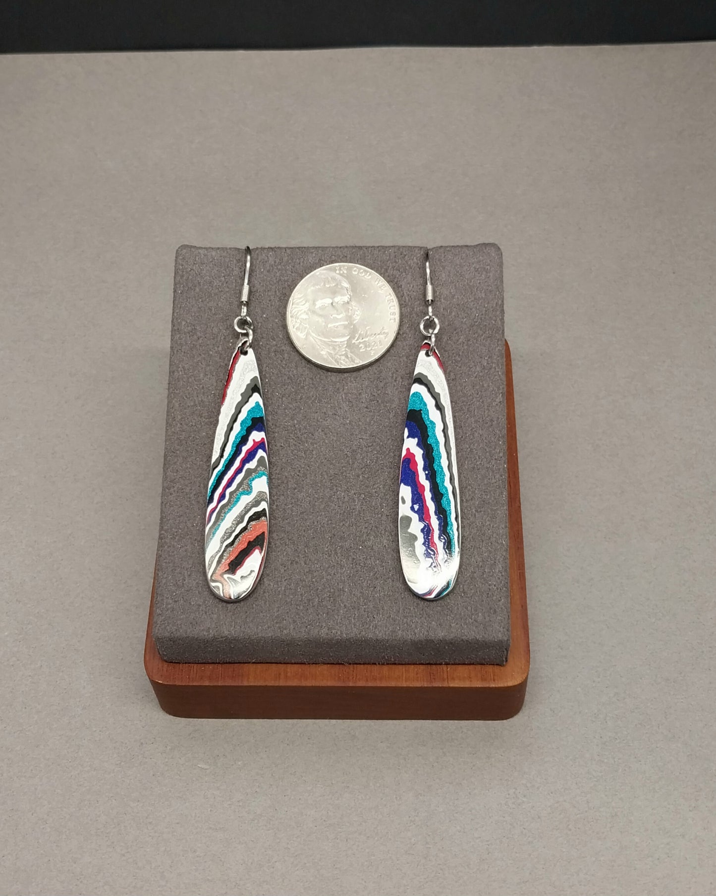 Fordite Earrings, USA Handmade, Surgical Steel, EB94