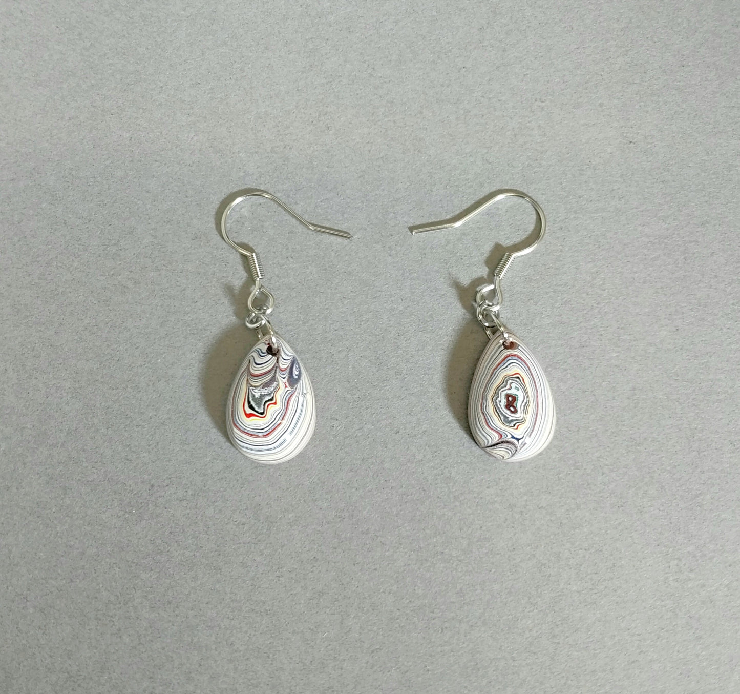 Fordite Earrings Domed Teardrops, EB32