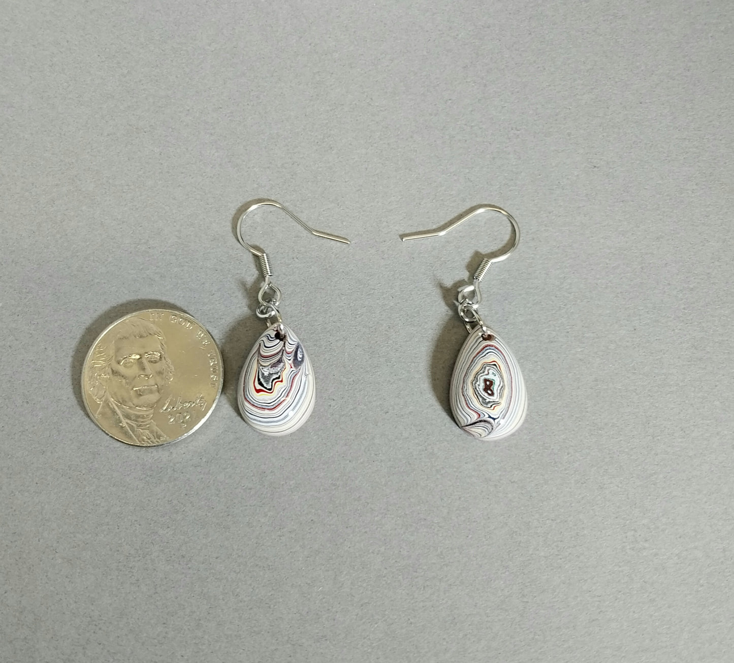 Fordite Earrings Domed Teardrops, EB32