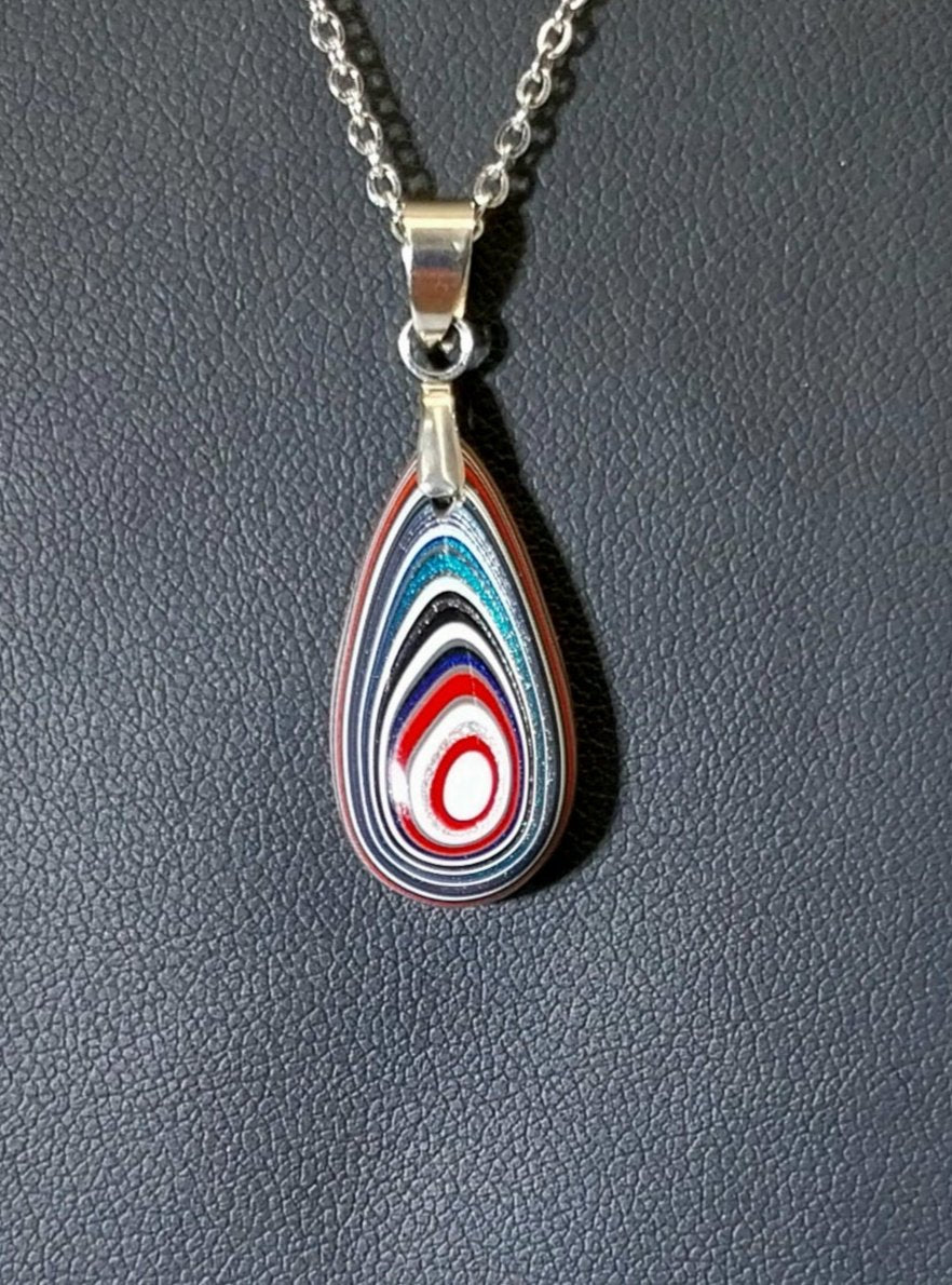 Fordite Necklace, Unique Shape, EB47