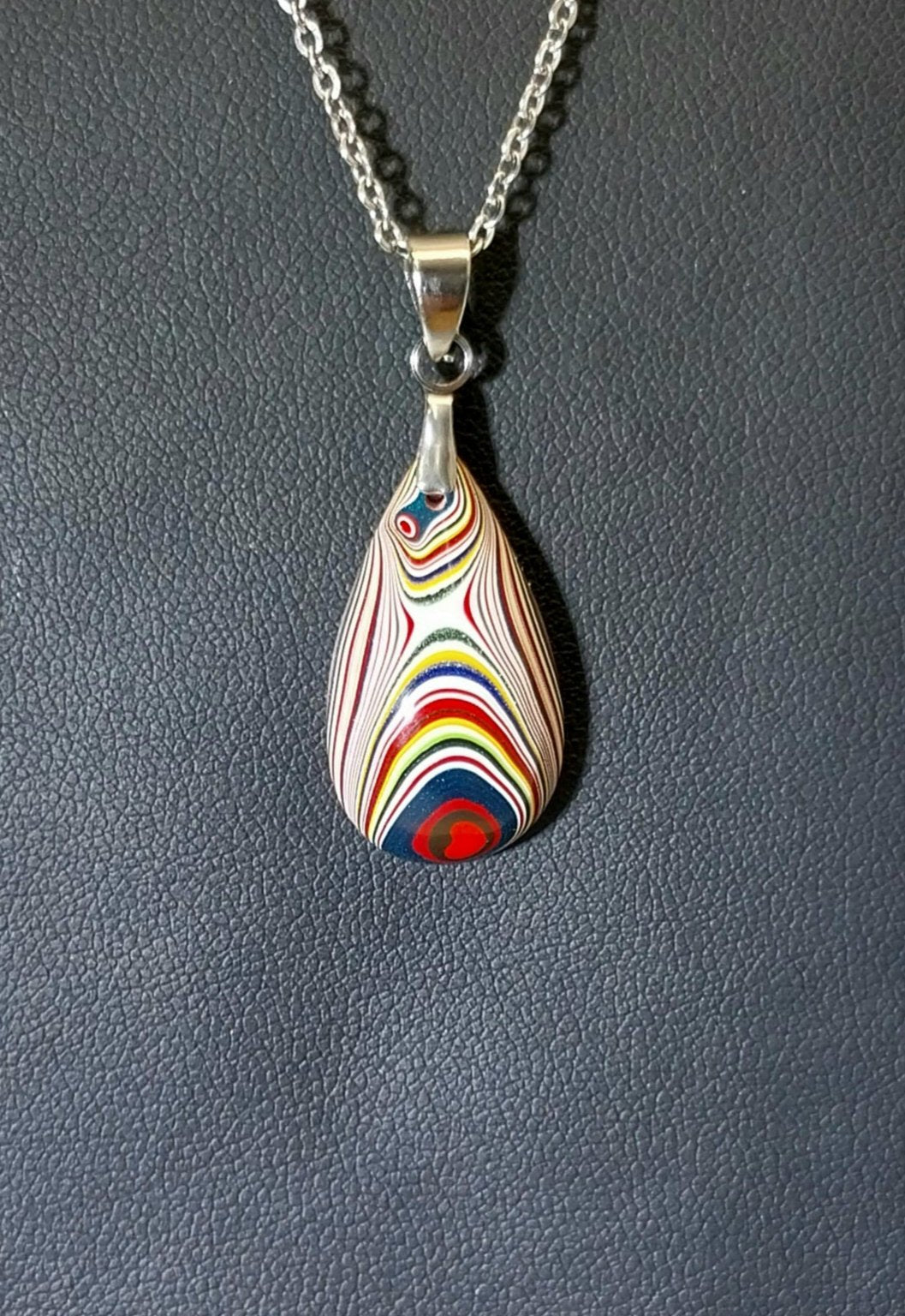 Fordite Pendant With Chain, Fordite Jewelry, EB51