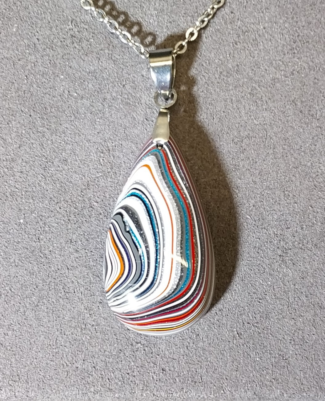 Fordite Necklace, Colorful Recycled, USA Handmade, Recycled EB56