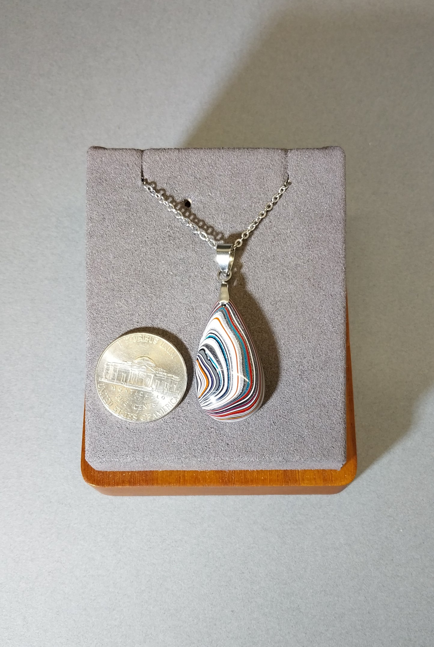 Fordite Necklace, Colorful Recycled, USA Handmade, Recycled EB56