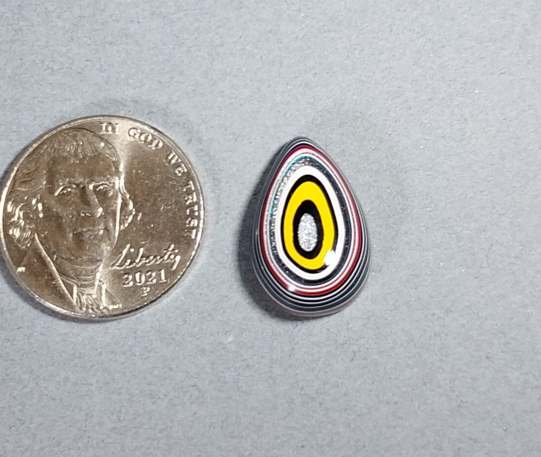 Fordite Cabochon in Tall Teardrop for Jewelry Making