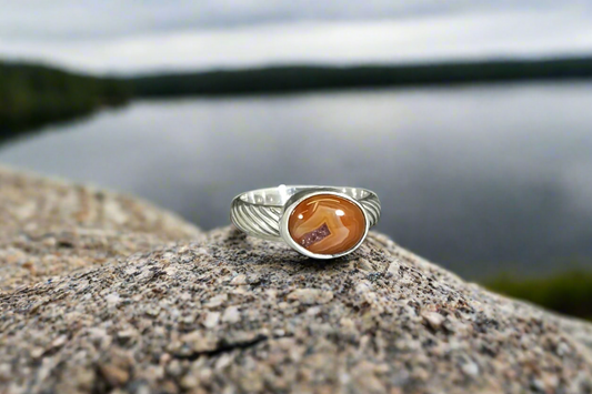 Lake Superior Amethyst Agate Silver Ring Size 7 Duluth MN Agate