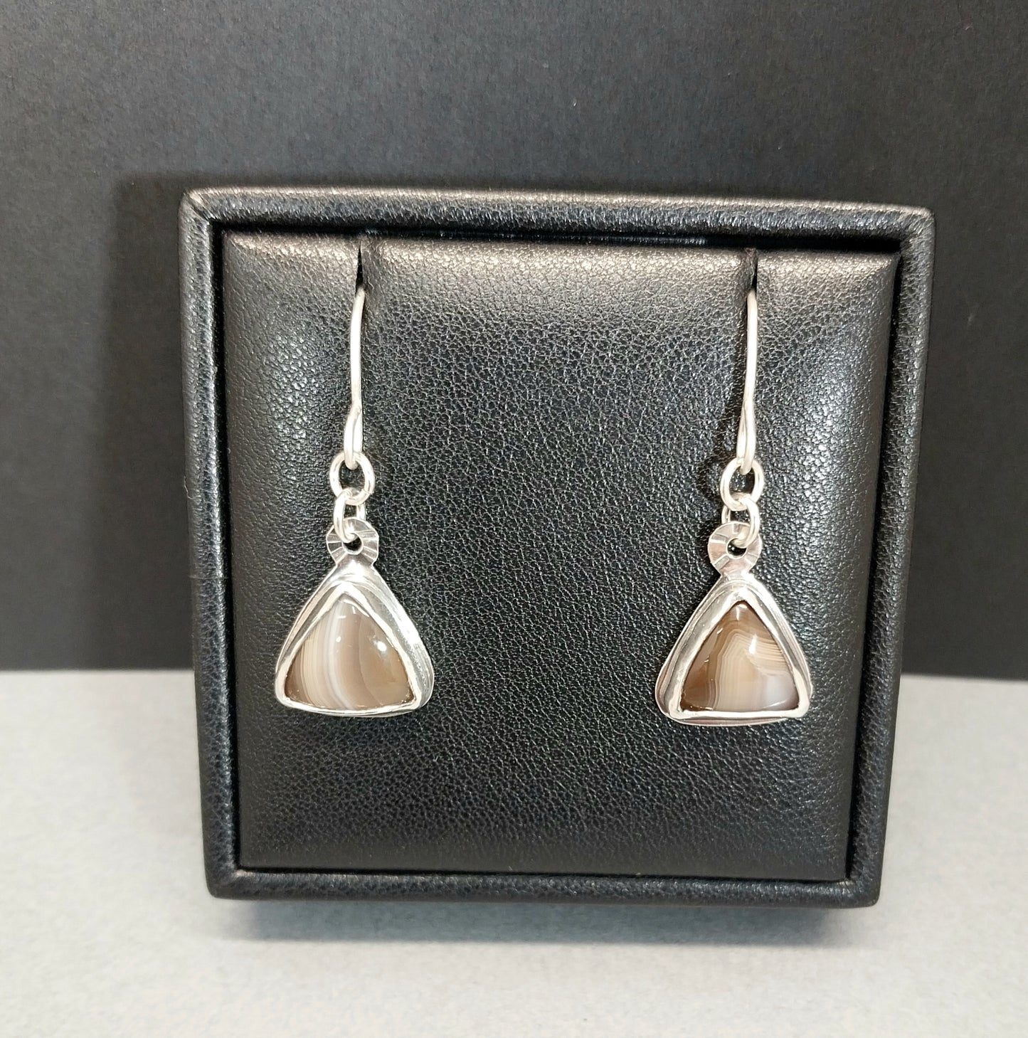 Lake Superior Agate Earrings in Antiqued Sterling Silver