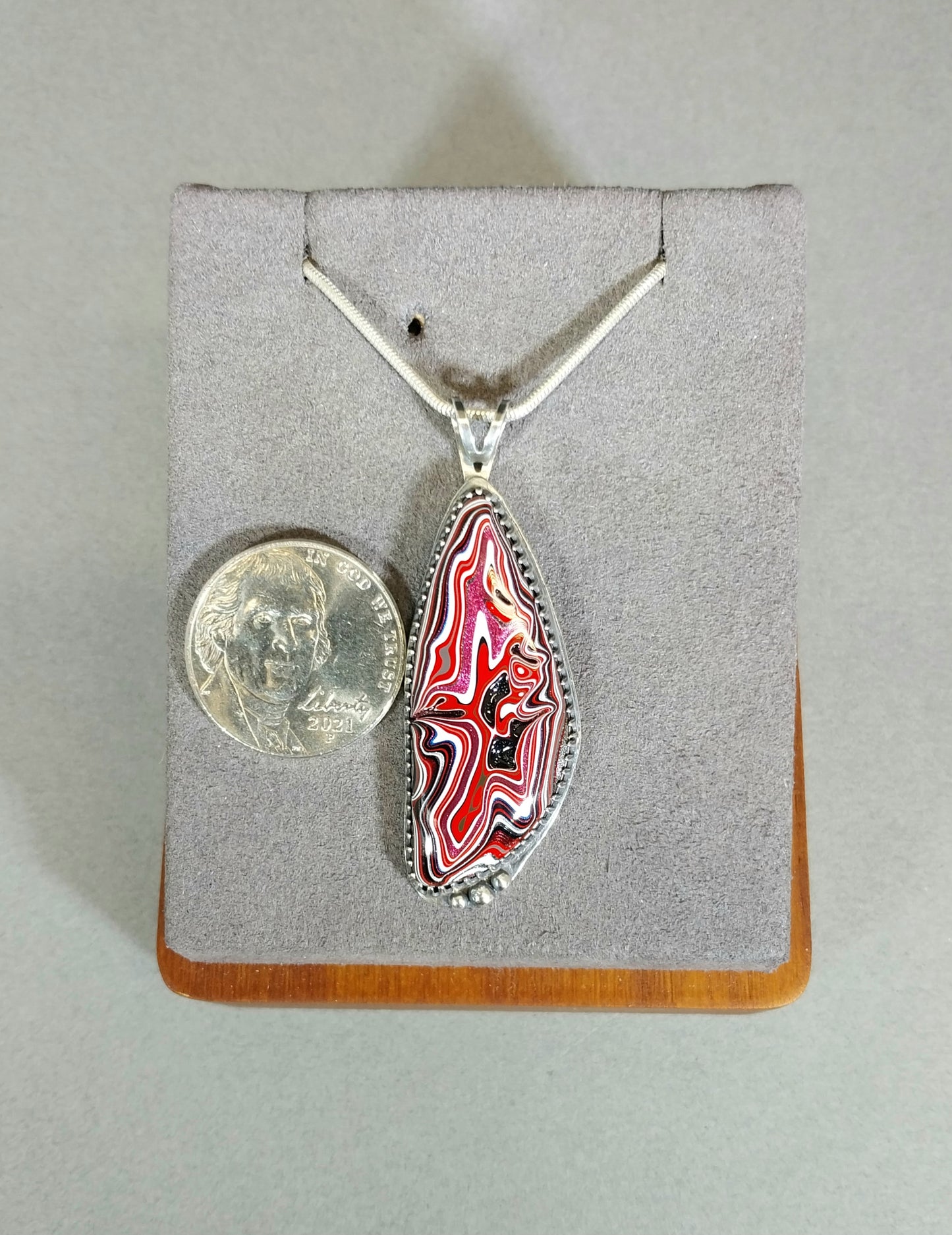 Fordite Necklace, Sterling Silver, Incredible Piece