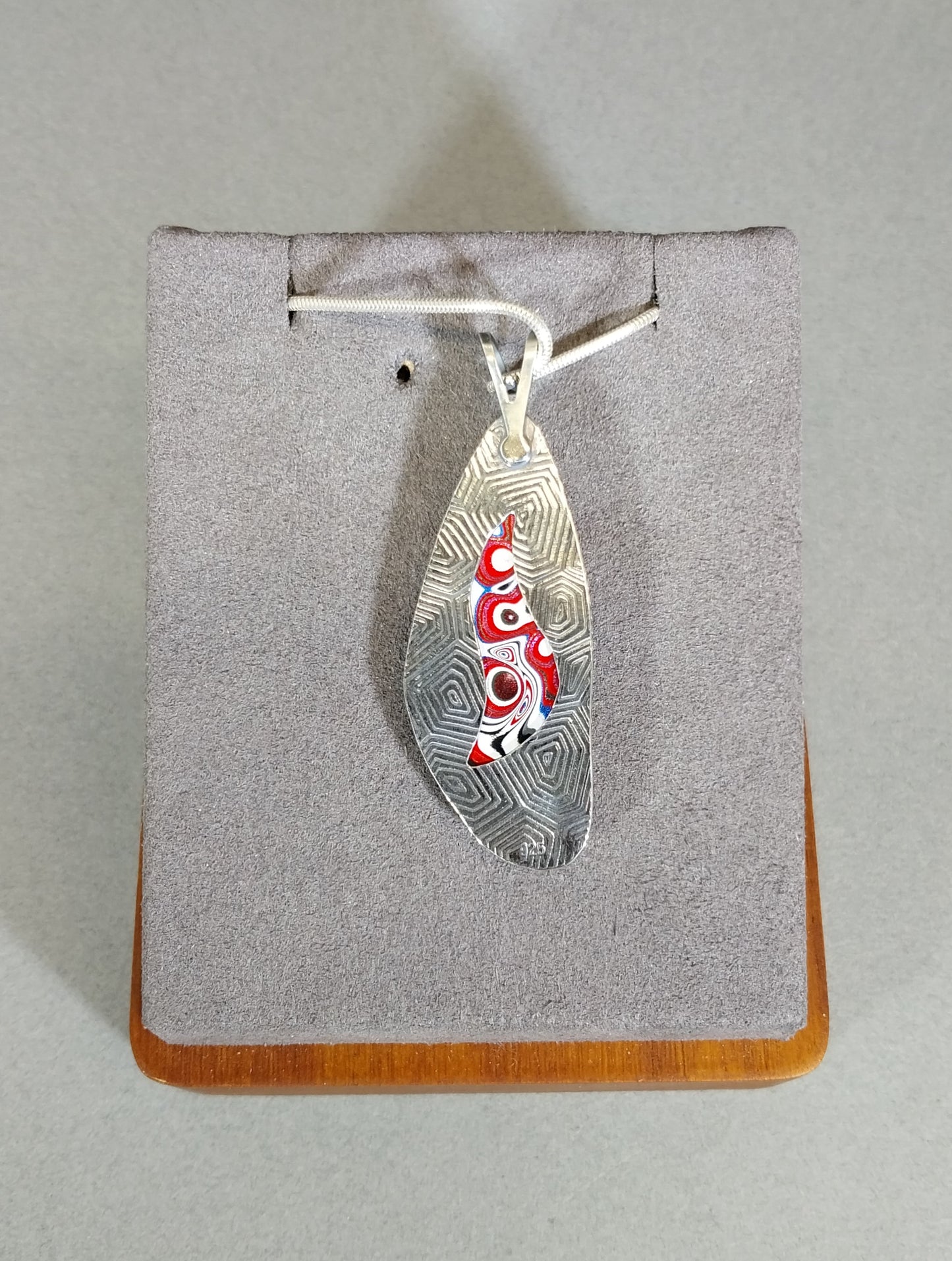 Fordite Necklace, Sterling Silver, Incredible Piece