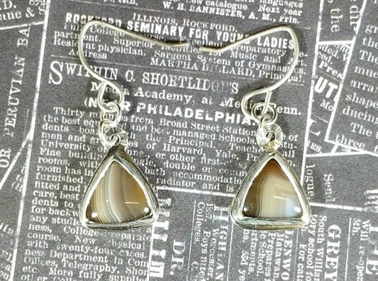 Lake Superior Agate Earrings in Antiqued Sterling Silver