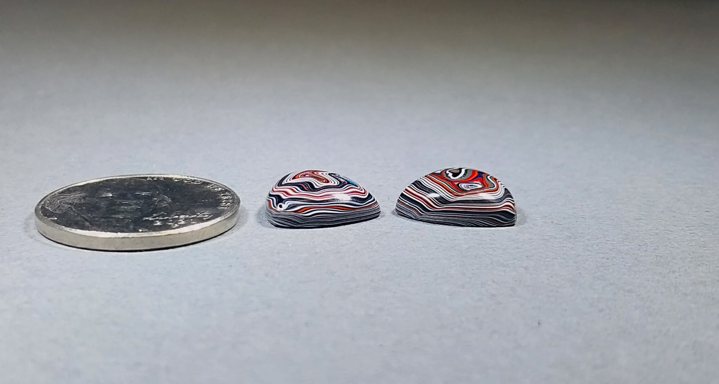 Fordite Cabochon Pair, TINY Triangle Fordite Cabochons, Cabochon Set, Fordite Cabochon Pair, Polished Fordite, Cabochon, Metalsmith Cabochon