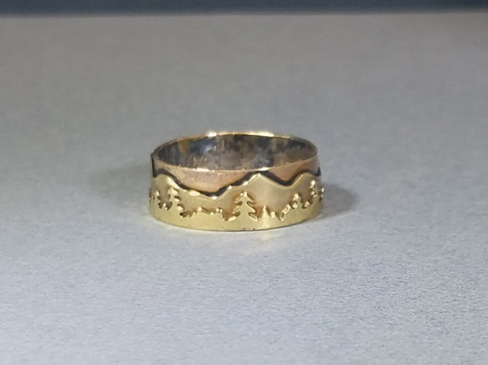 Mountain Landscape Brass Ring, W/O