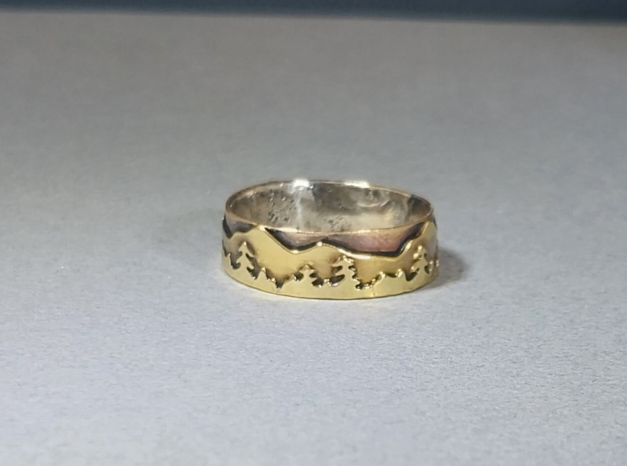 Mountain Landscape Brass Ring, W/O