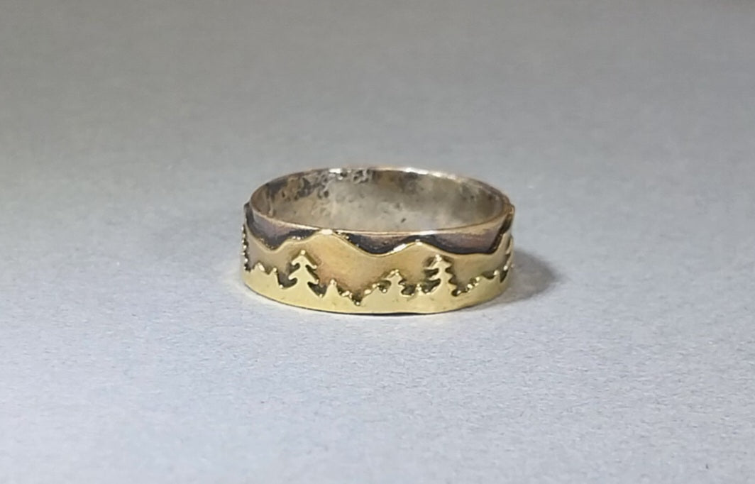 Mountain Landscape Brass Ring, W/O