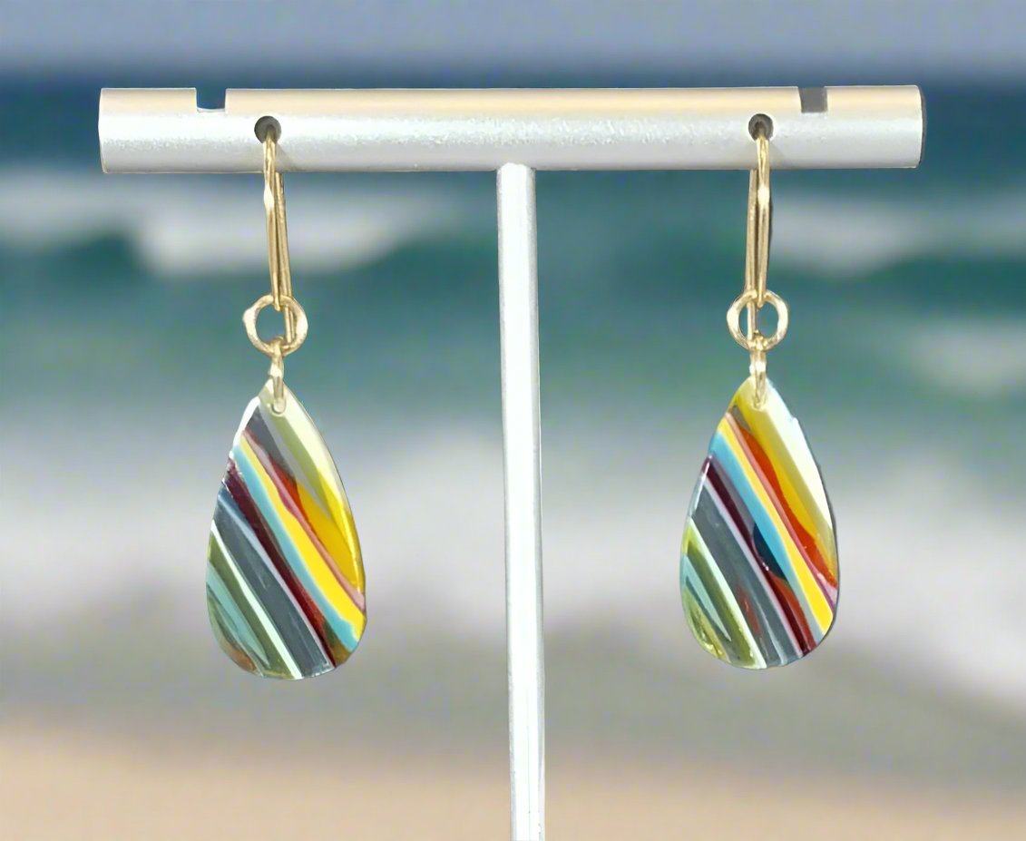 Surfite Earring, Gold Filled Ear Wires, Recycled Surf Board Resin, Surf Jewelry, Colorful Earrings