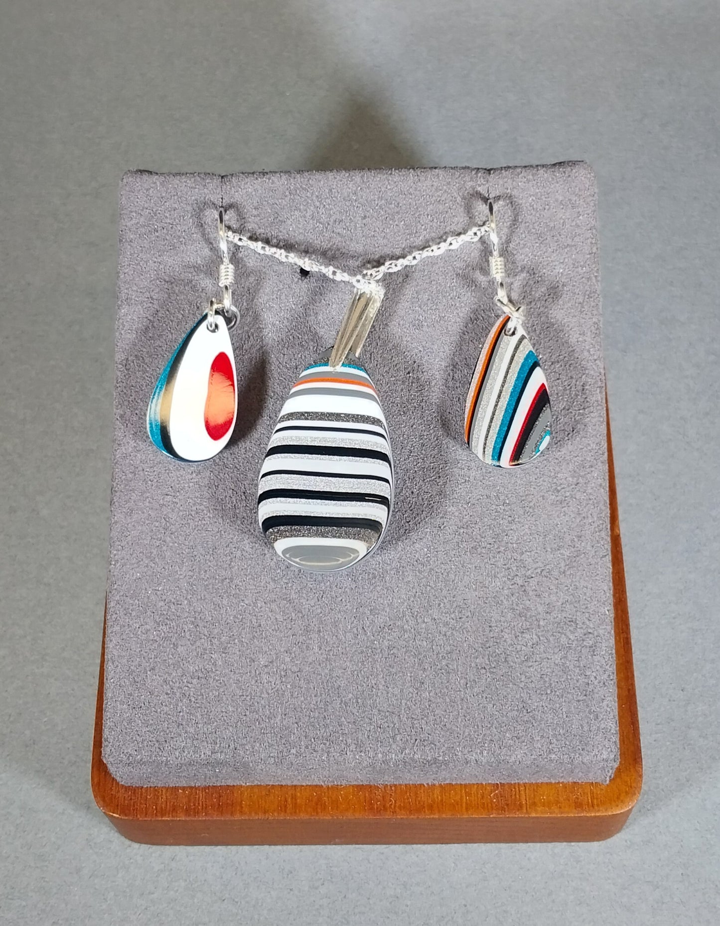 Fordite Set, Solid Silver 925, Fordite Necklace, Fordite Earrings, Fordite, Valentine Gift