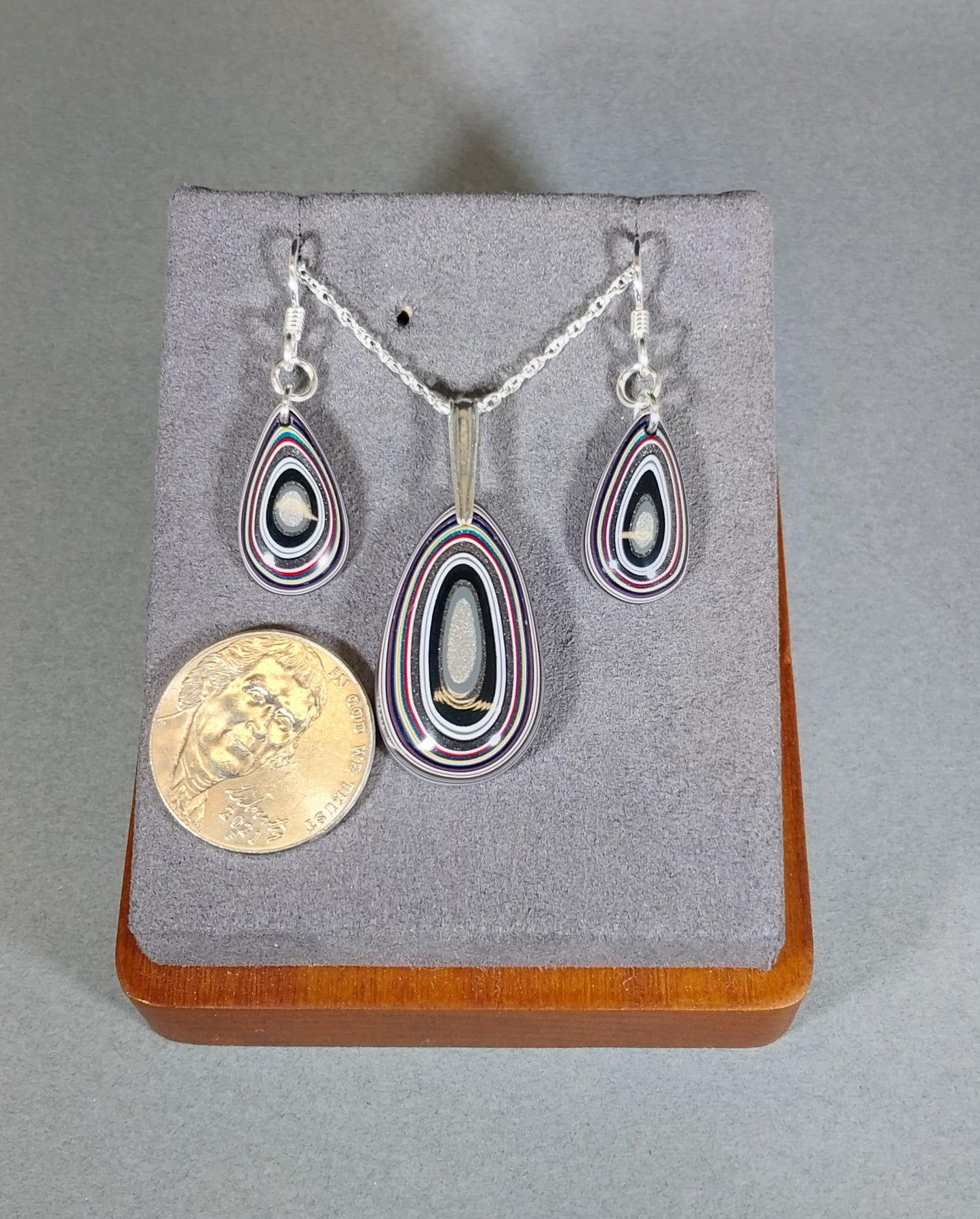 Fordite Set, Solid Silver 925, Fordite Necklace, Fordite Earrings, Fordite, Valentine Gift