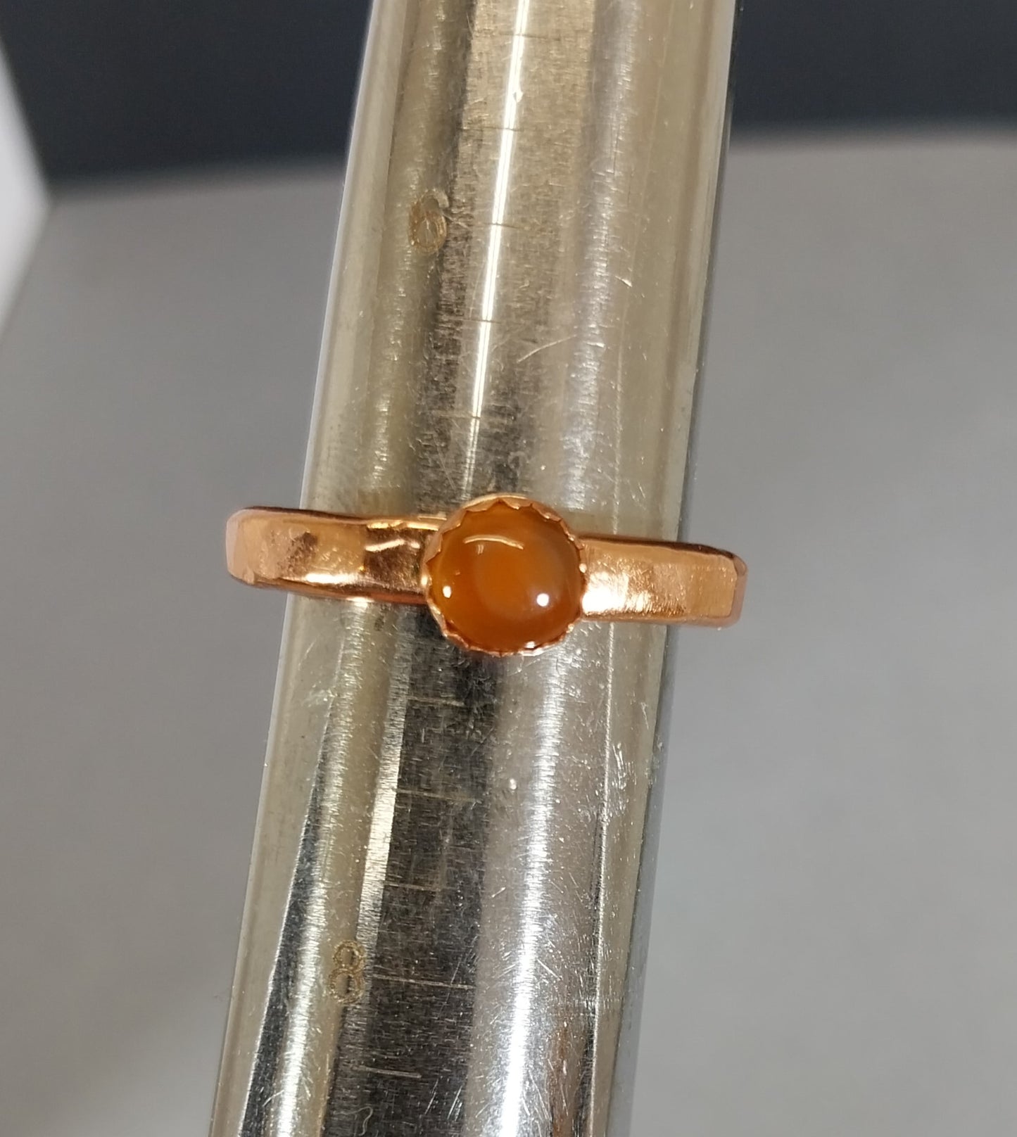 Heavy Band Copper Rings with Lake Superior Agates, Size 7 or 8, W/O