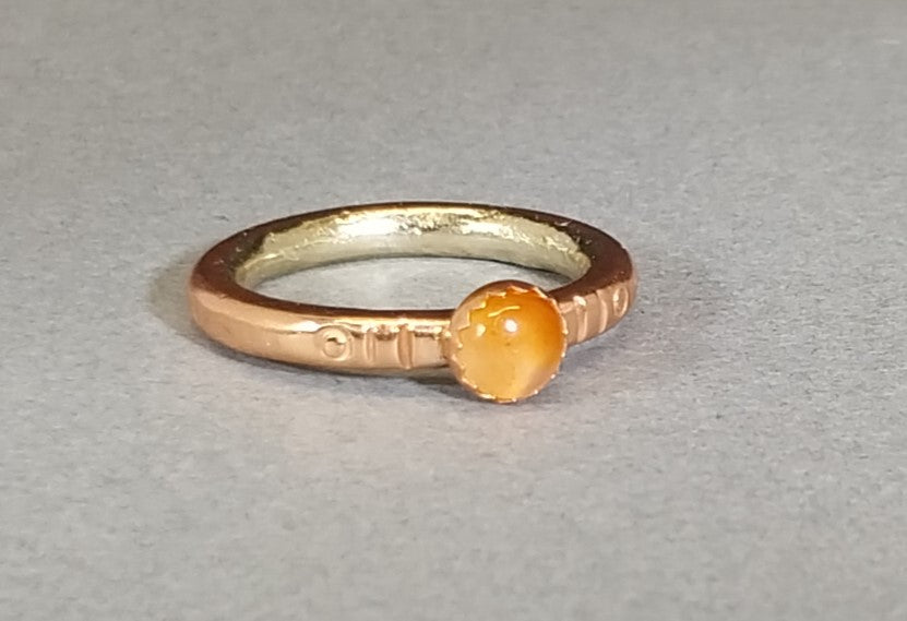 Heavy Band Copper Rings with Lake Superior Agates, Size 7 or 8, W/O