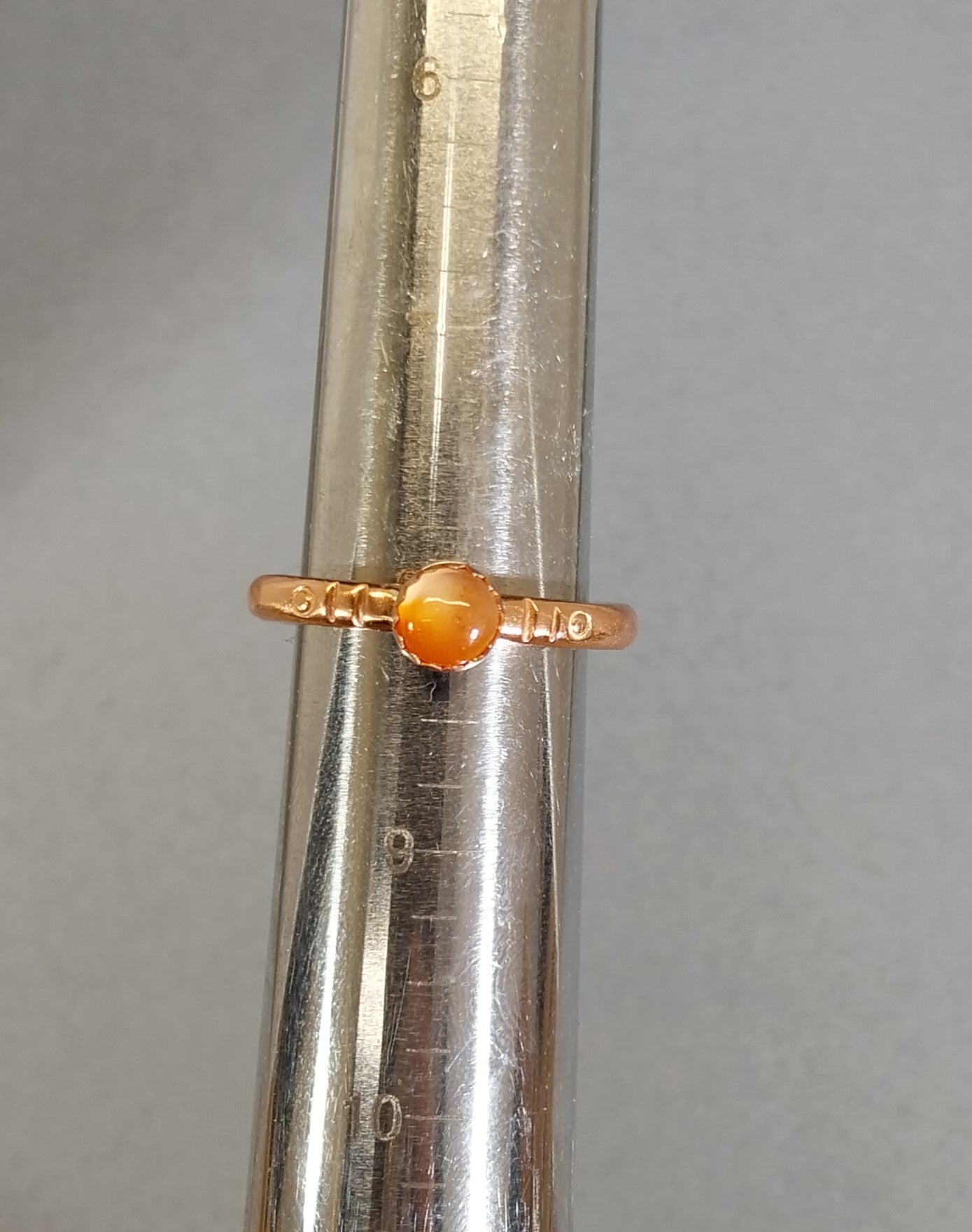 Heavy Band Copper Rings with Lake Superior Agates, Size 7 or 8, W/O