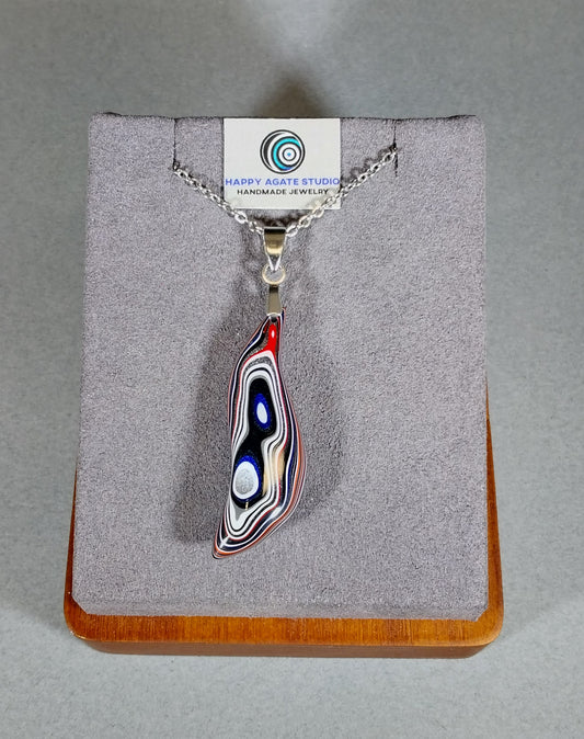 Fordite Necklace, Bird Shape, Unique Pendant