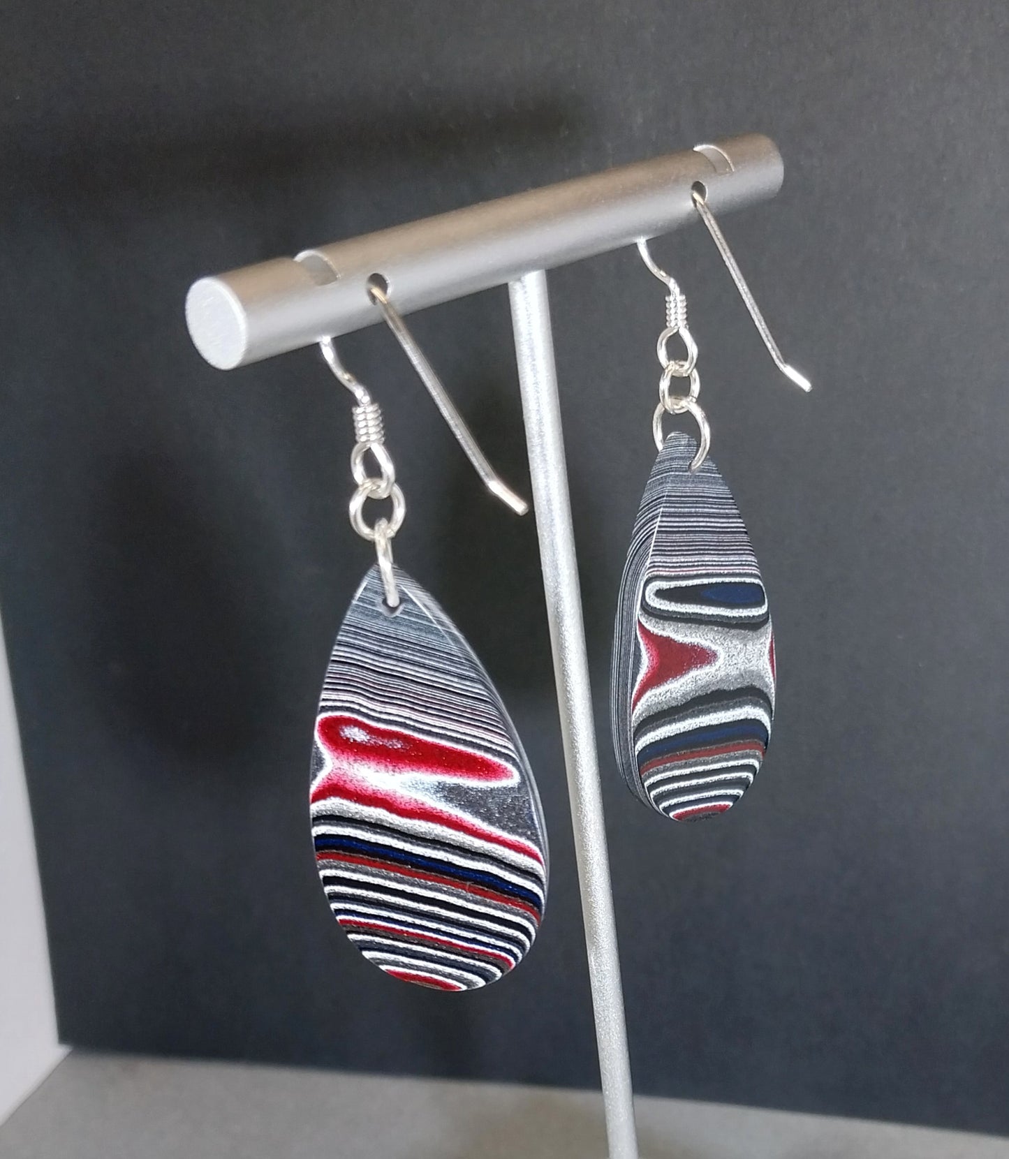 Fordite Earrings Oversize Set Sterling Ear Wires