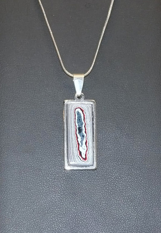 Fordite Necklace in Stainless Steel