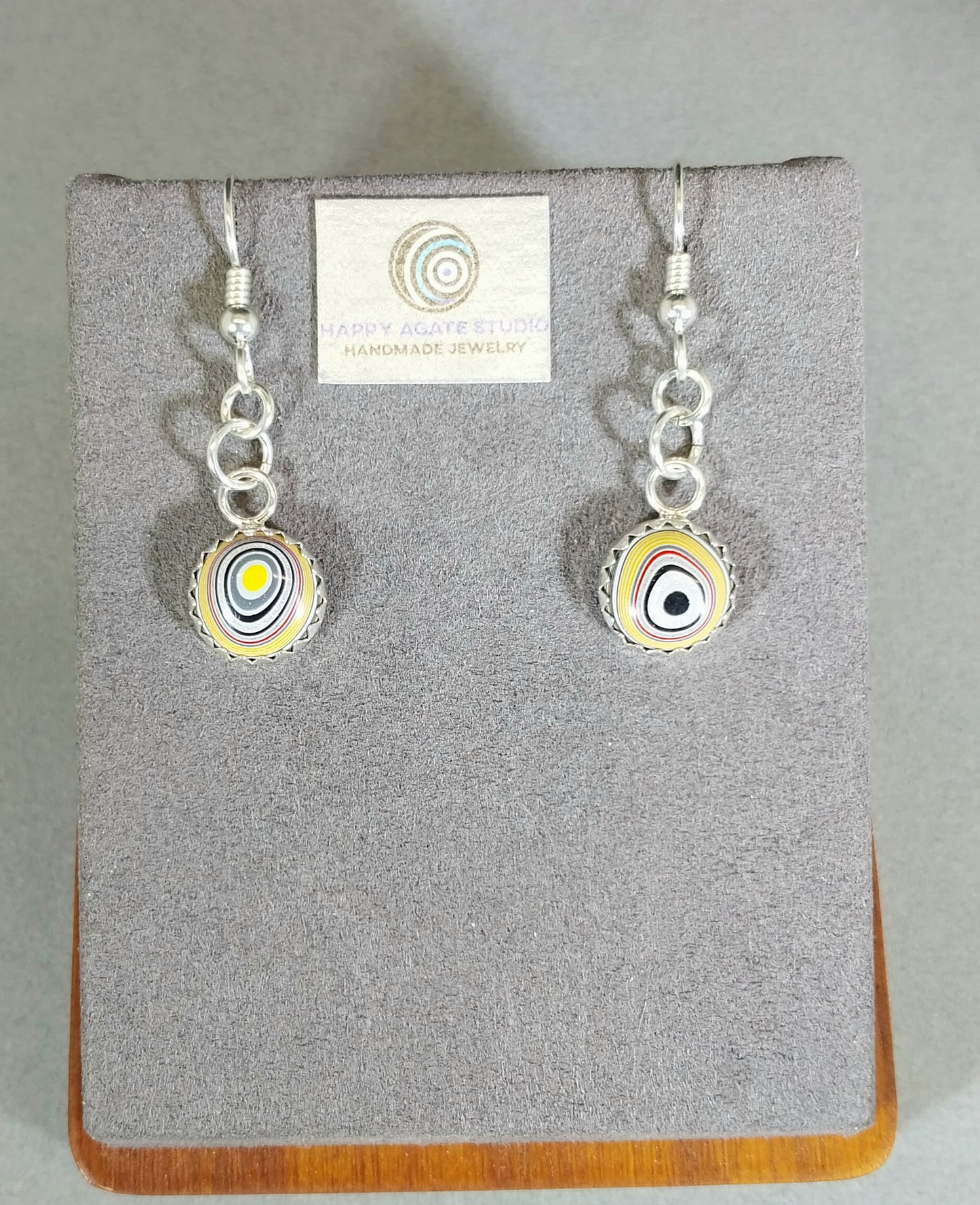 Yellow Fordite Earrings in Solid Silver