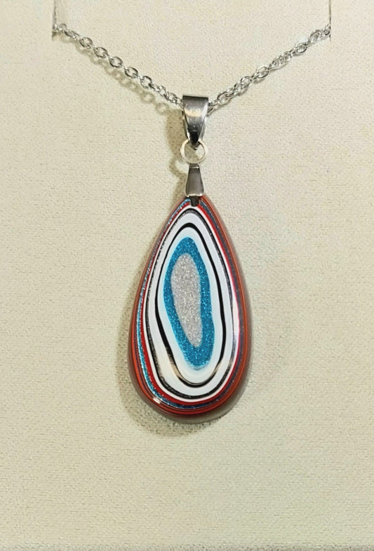 Fordite Pendant With Chain, Fordite Jewelry, EB51