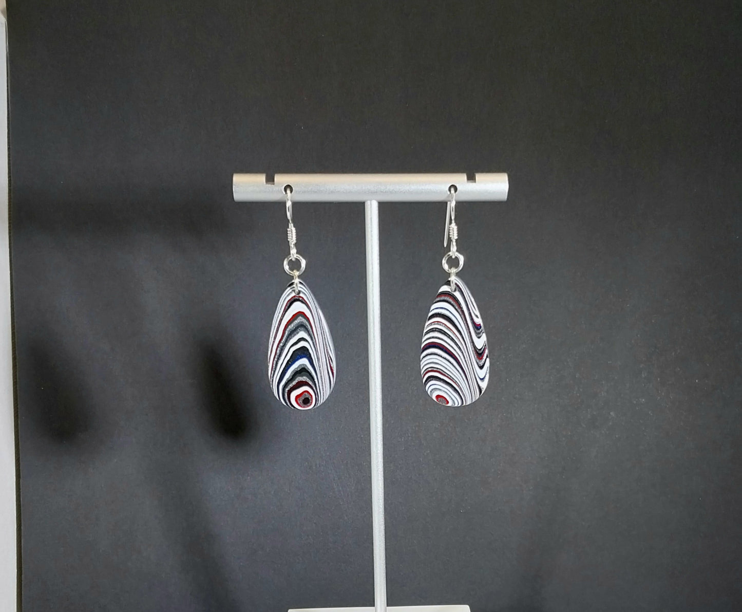 Fordite Earrings Flat Teardrops of Michigan Fordite