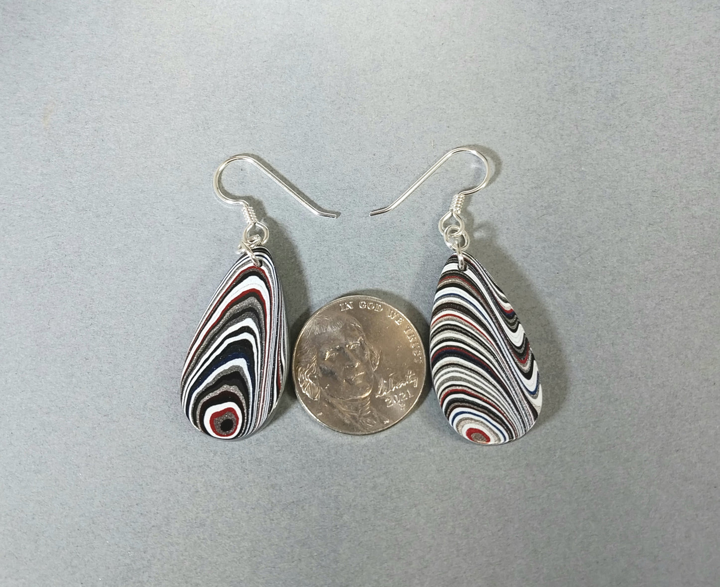 Fordite Earrings Flat Teardrops of Michigan Fordite