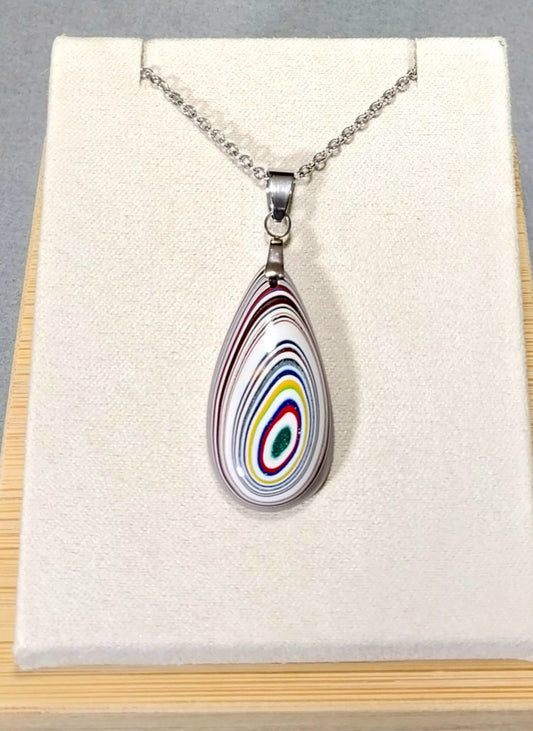 Fordite Necklace, Colorful Recycled, USA Handmade, Recycled EB56