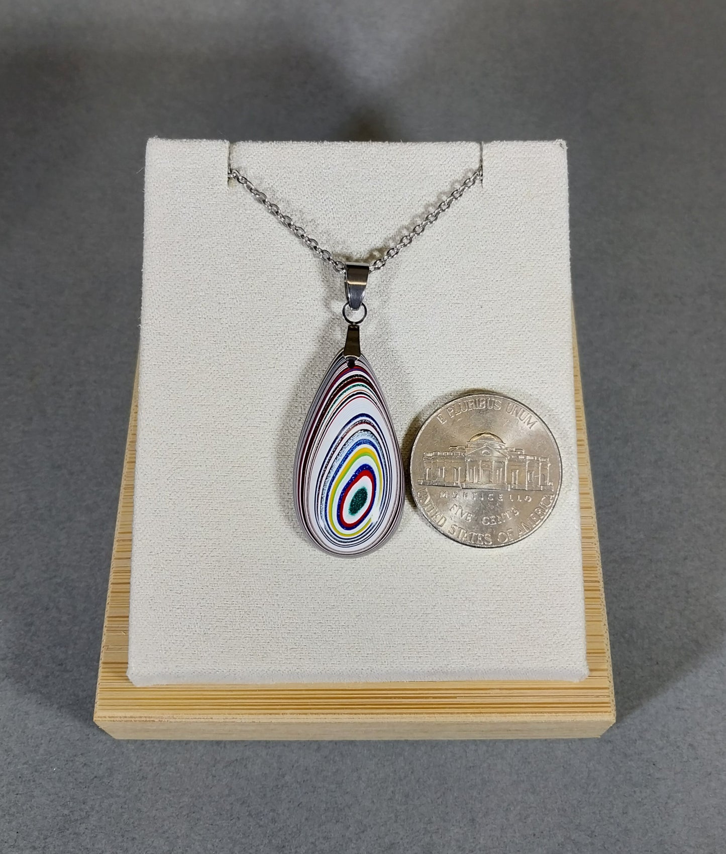 Fordite Necklace, Colorful Recycled, USA Handmade, Recycled EB56