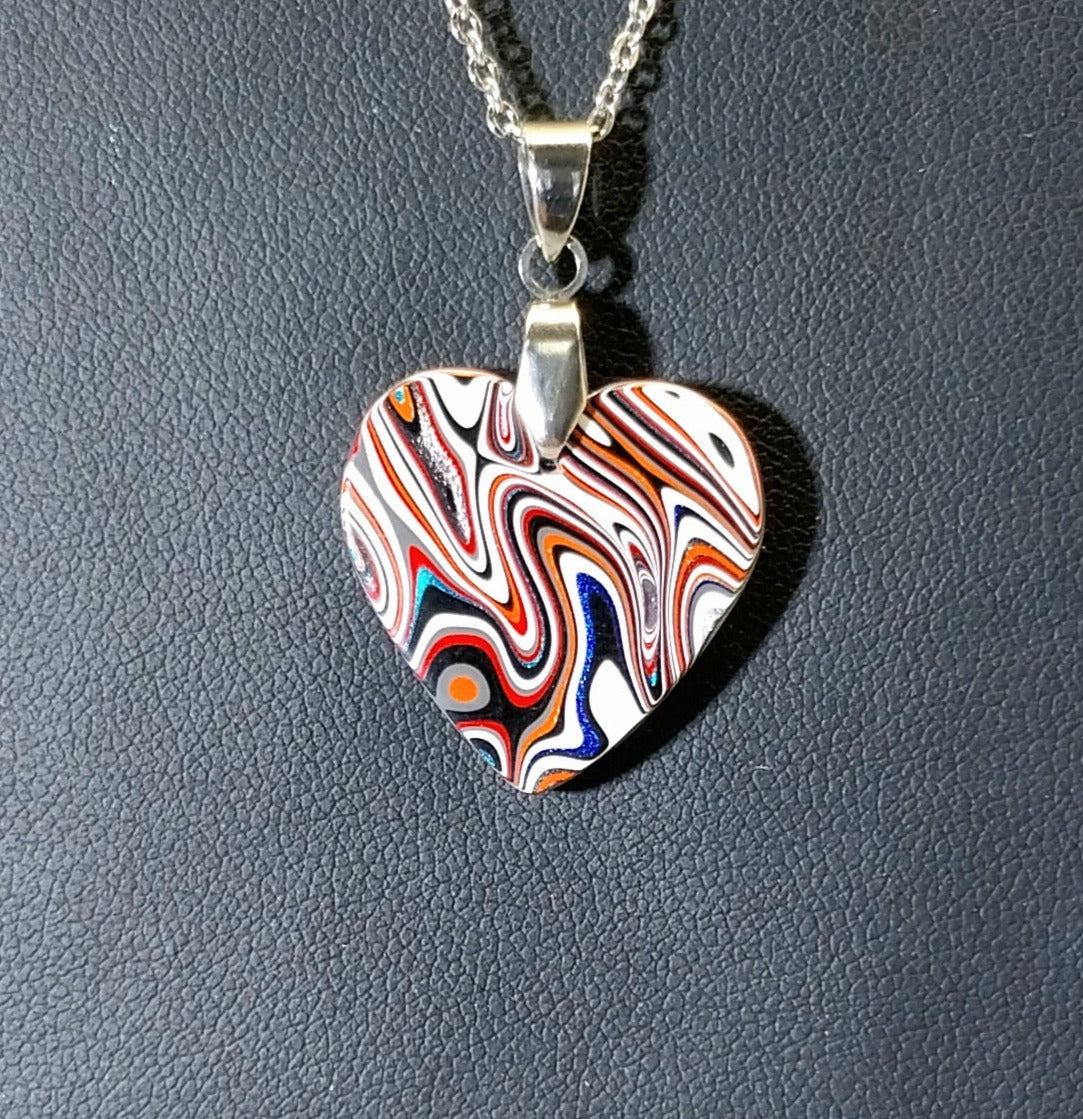 Fordite Heart Necklace, Semi Truck Fordite From Ohio