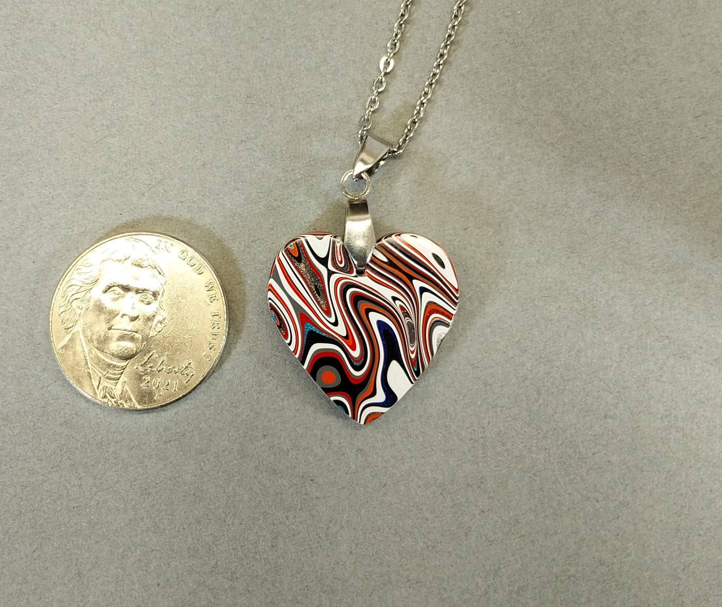 Fordite Heart Necklace, Semi Truck Fordite From Ohio