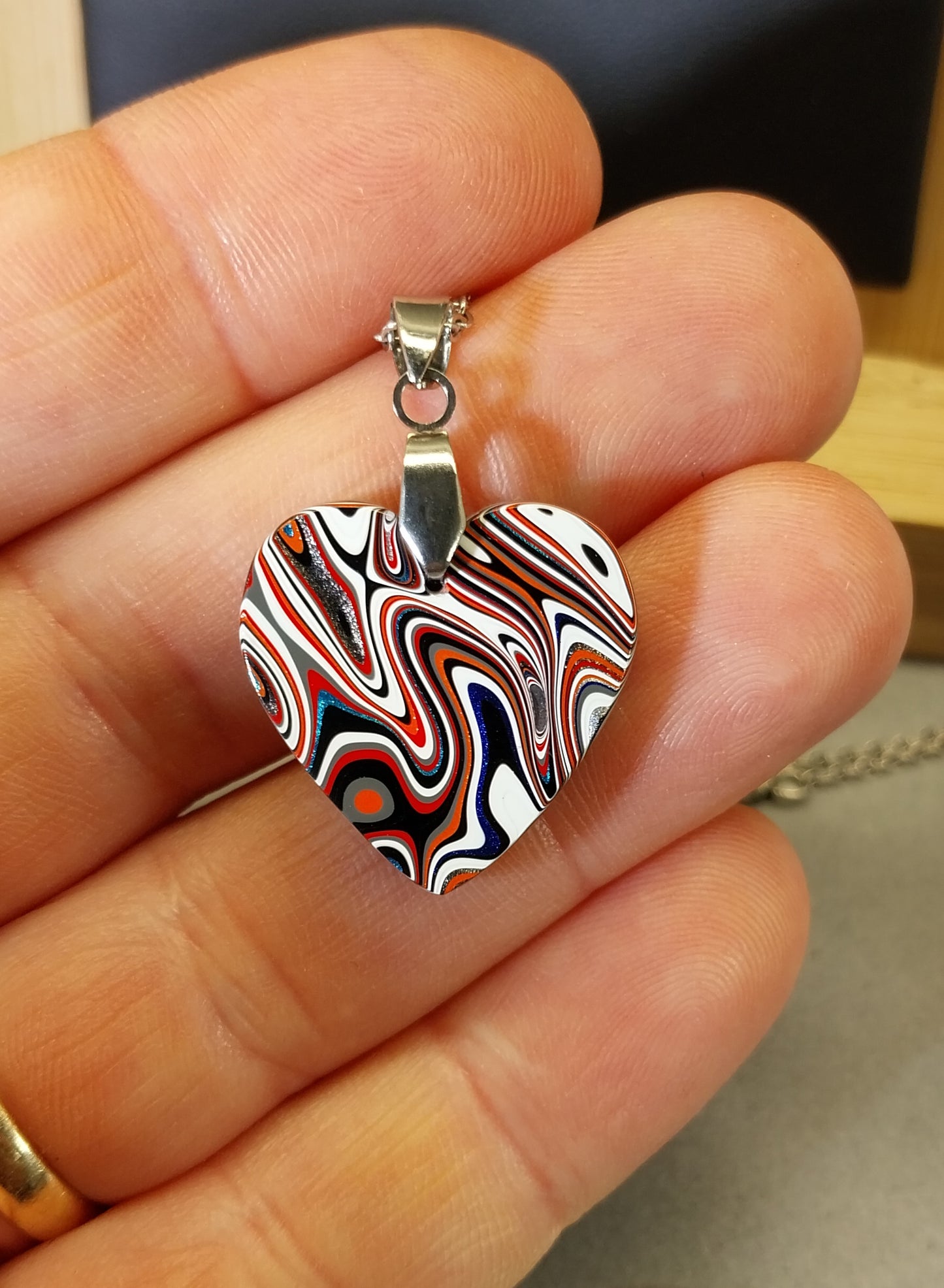 Fordite Heart Necklace, Semi Truck Fordite From Ohio